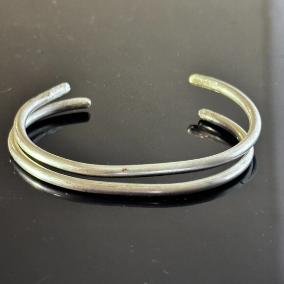 Sterling Silver 925 Cuff Bracelets Handmade Rustic Bangles - Picture 6 of 11